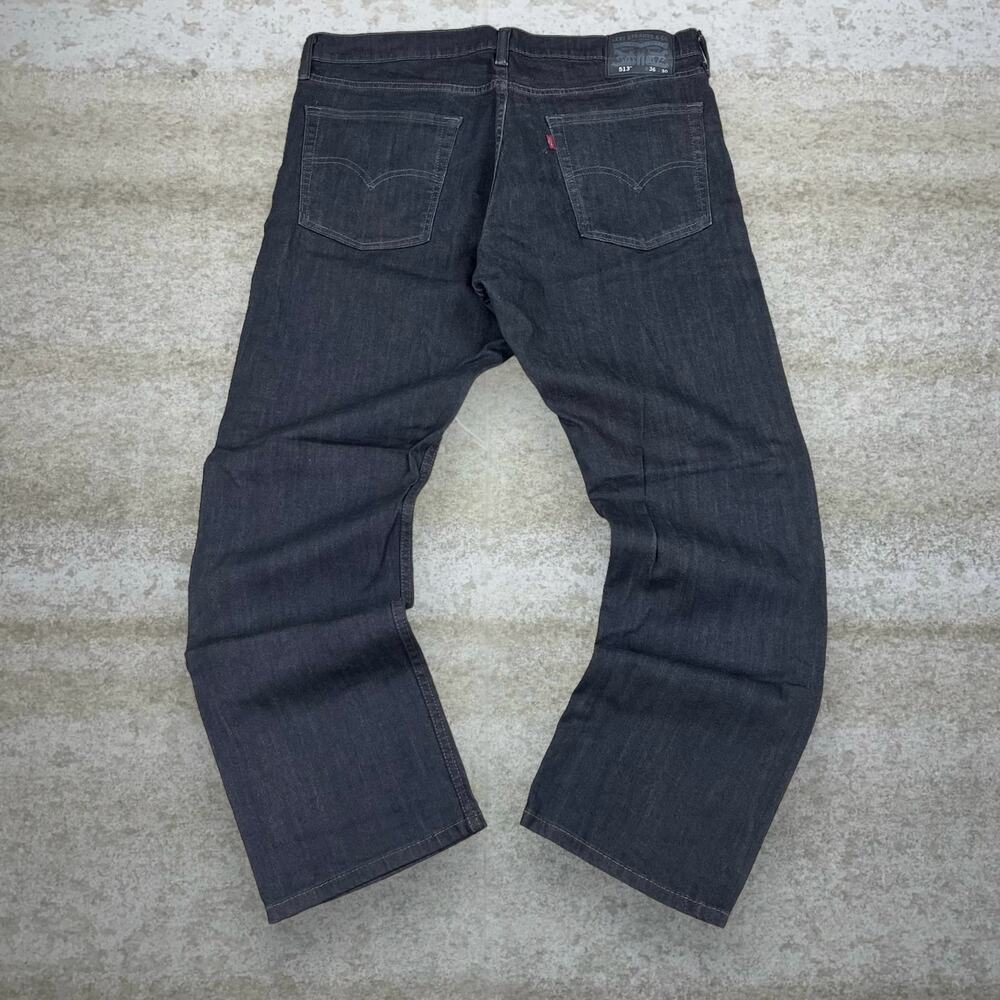 Vintage Y2K Levis Jeans 513 36x30 Slim Straight Fit Jet Black Wash Denim Red Tab